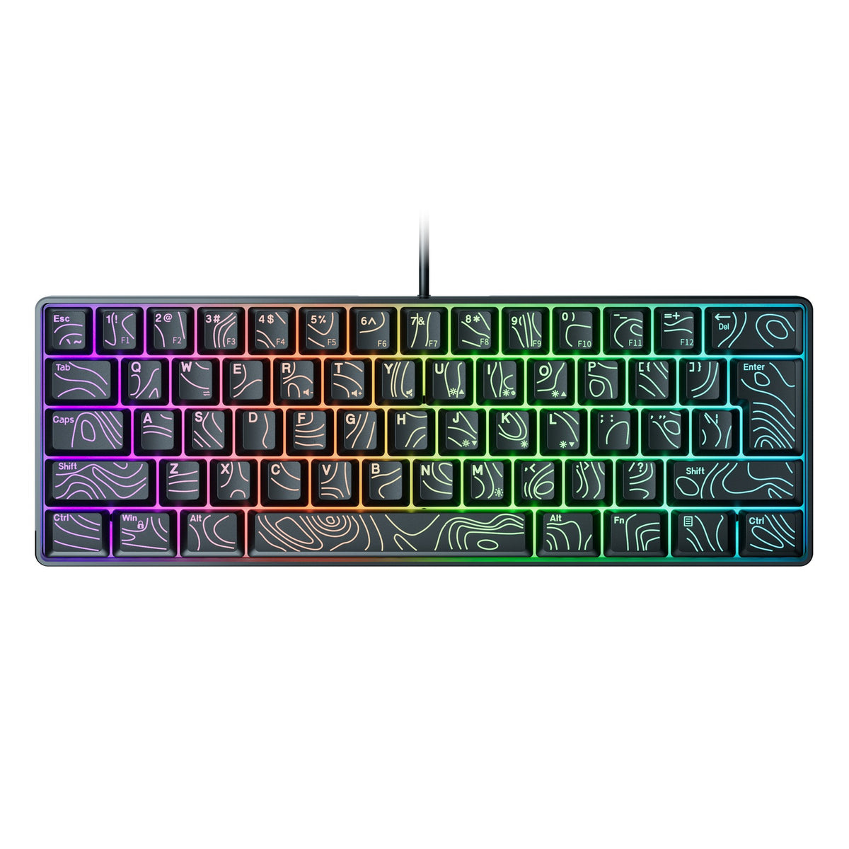 61 key RGB game wired keyboard mouse suit colorful MINI non-mechanical film black and white computer keyboard