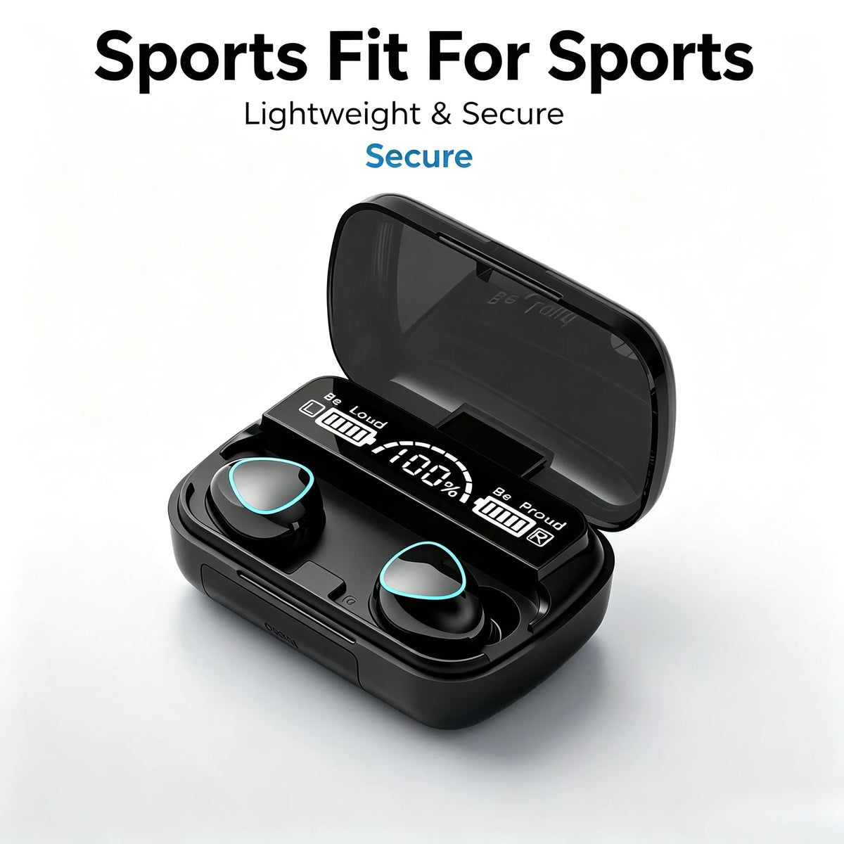 9D Stereo Surround Sound Bluetooth Earphones Sports In-Ear Wireless Headphones Featuring LED Digital Battery Display