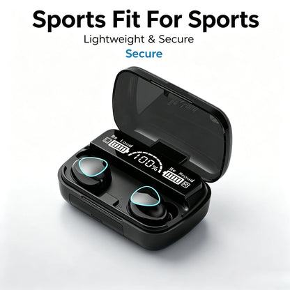 9D Stereo Surround Sound Bluetooth Earphones Sports In-Ear Wireless Headphones Featuring LED Digital Battery Display