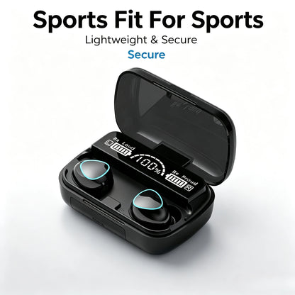 9D Stereo Surround Sound Bluetooth Earphones Sports In-Ear Wireless Headphones Featuring LED Digital Battery Display