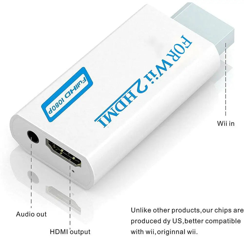 High Definition TV Wii HDMI Adapter, Compatible With Monitors and Projectors, Supports NTSC/PAL 480i/480p/576i/720p/1080p