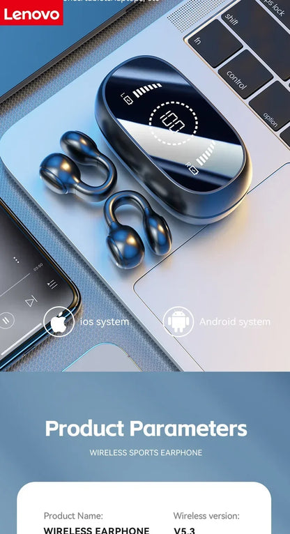 Lenovo High Quality Bone Conduction Wireless Earphones Bluetooth Noise Reduction Sports Earphones Suitable for Xiaomi Iphone