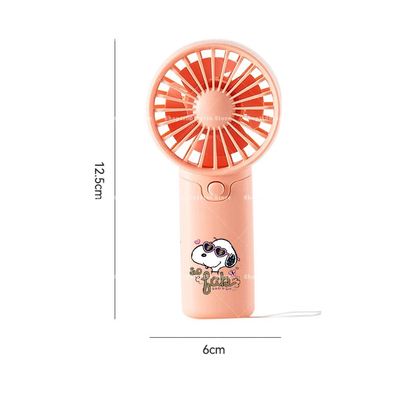 Kawaii Snoopys Portable Fan Convenient Small Fan Summer Pocket Hand-held Fans Lightweight Handheld Mini Fan Air Coolers Gift