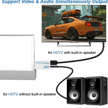 High Definition TV Wii HDMI Adapter, Compatible With Monitors and Projectors, Supports NTSC/PAL 480i/480p/576i/720p/1080p