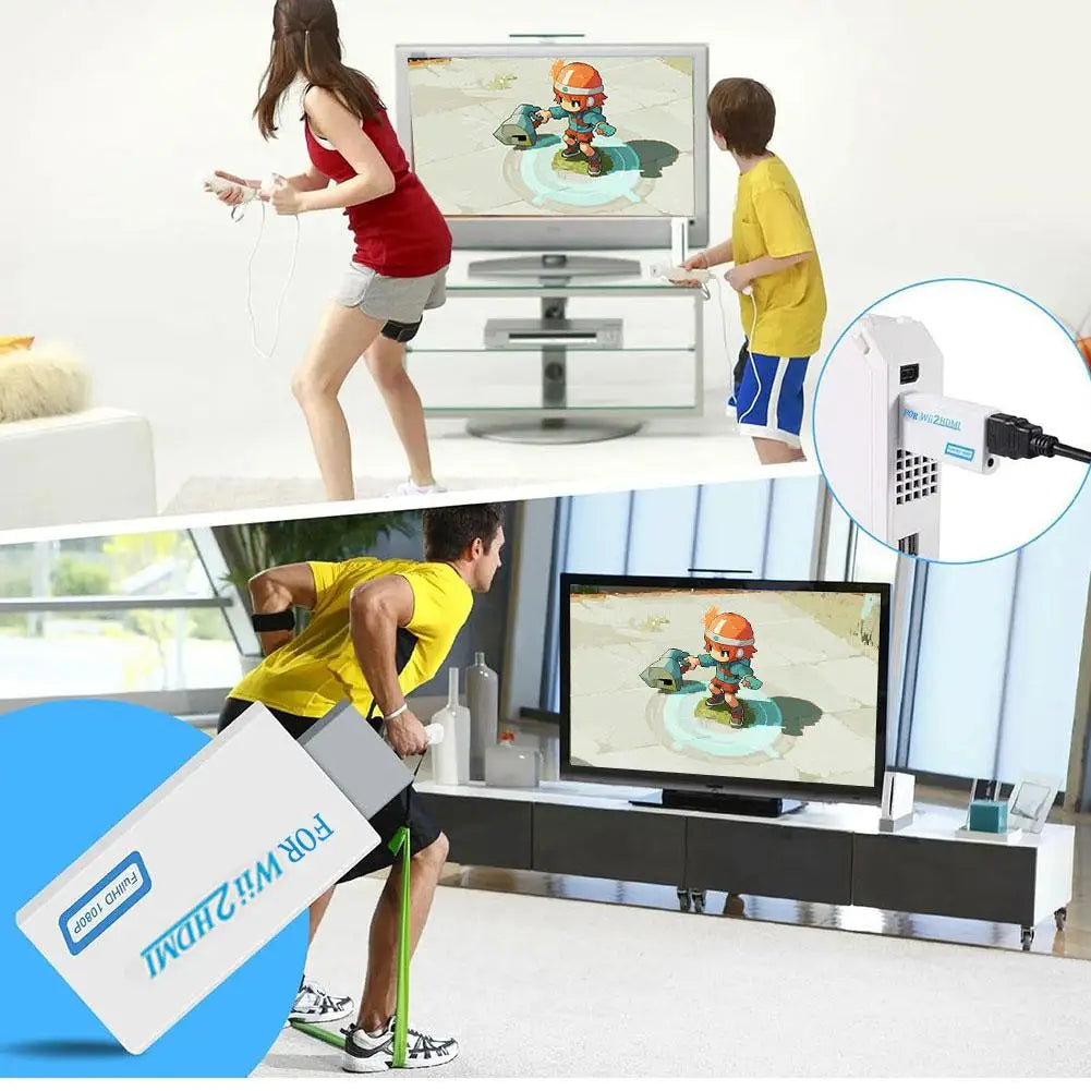 High Definition TV Wii HDMI Adapter, Compatible With Monitors and Projectors, Supports NTSC/PAL 480i/480p/576i/720p/1080p