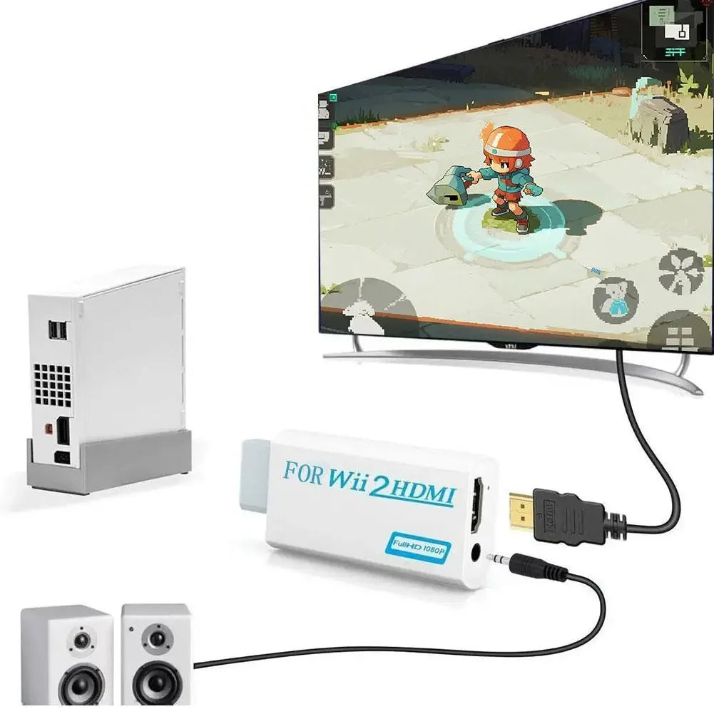 High Definition TV Wii HDMI Adapter, Compatible With Monitors and Projectors, Supports NTSC/PAL 480i/480p/576i/720p/1080p