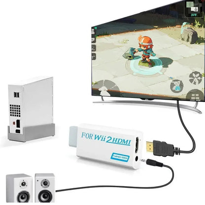 High Definition TV Wii HDMI Adapter, Compatible With Monitors and Projectors, Supports NTSC/PAL 480i/480p/576i/720p/1080p