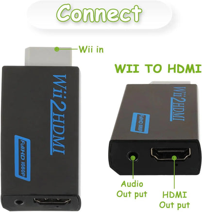 High Definition TV Wii HDMI Adapter, Compatible With Monitors and Projectors, Supports NTSC/PAL 480i/480p/576i/720p/1080p